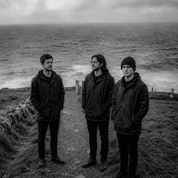 Jesse Rómlárson, Eoin Belfield and Nevan Lochlann at the Cliffs of Moher in Ireland during the early years of Eventstellar in 2016